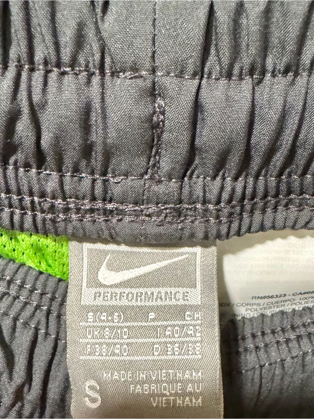 Nike Black Athletic Shorts with Neon Green Side Stripes Size Small